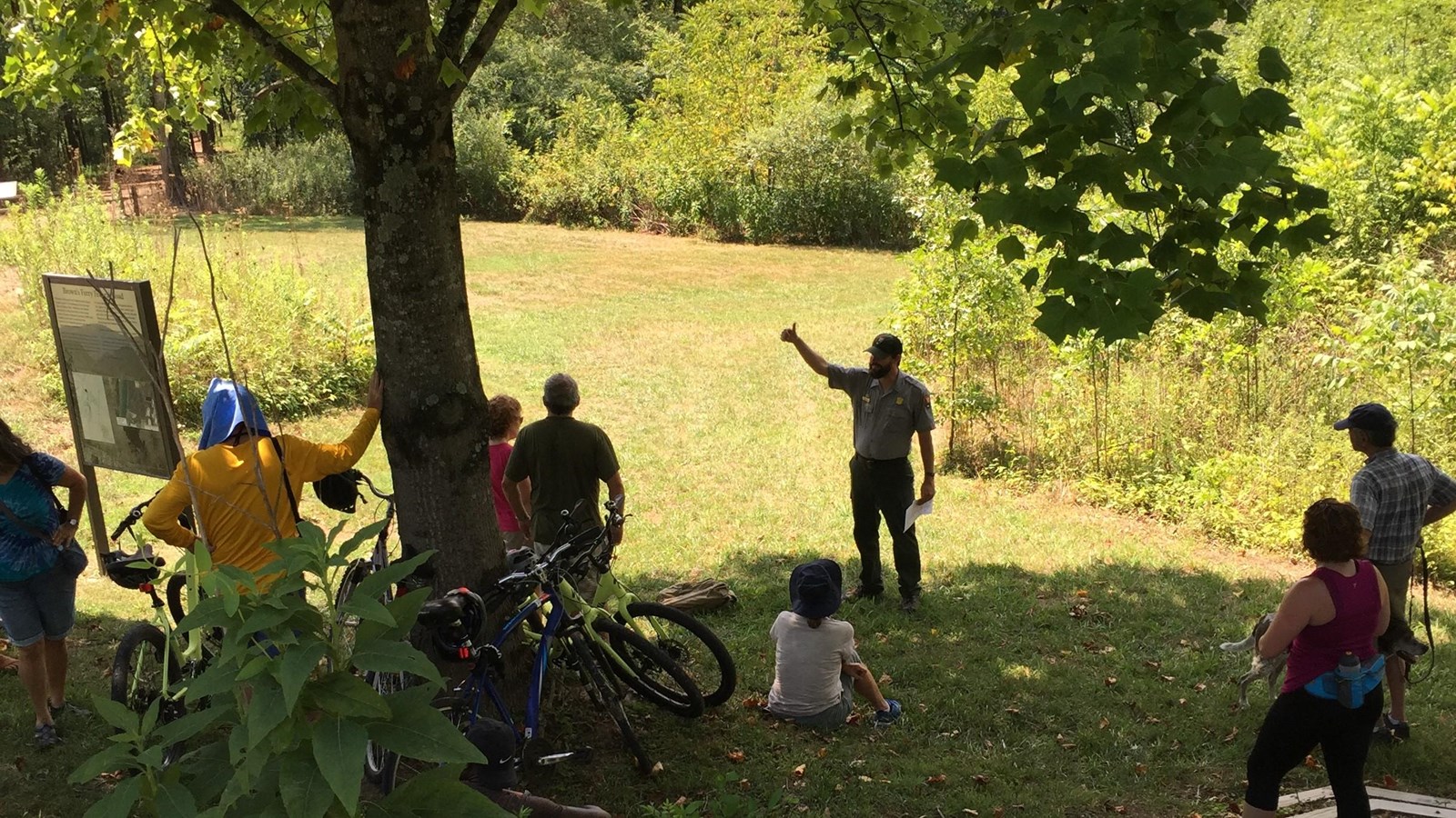 A park ranger leads a tour of the Brown\'s Ferry Federal Road