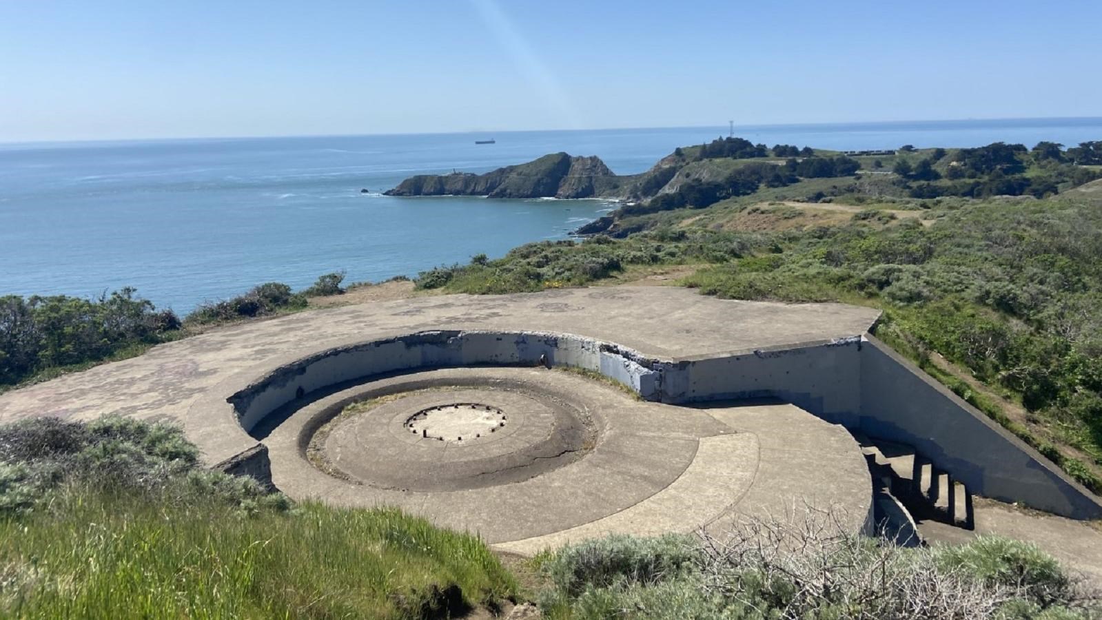 Taken from the top of the concrete casemate with Point Bonita in the distance.