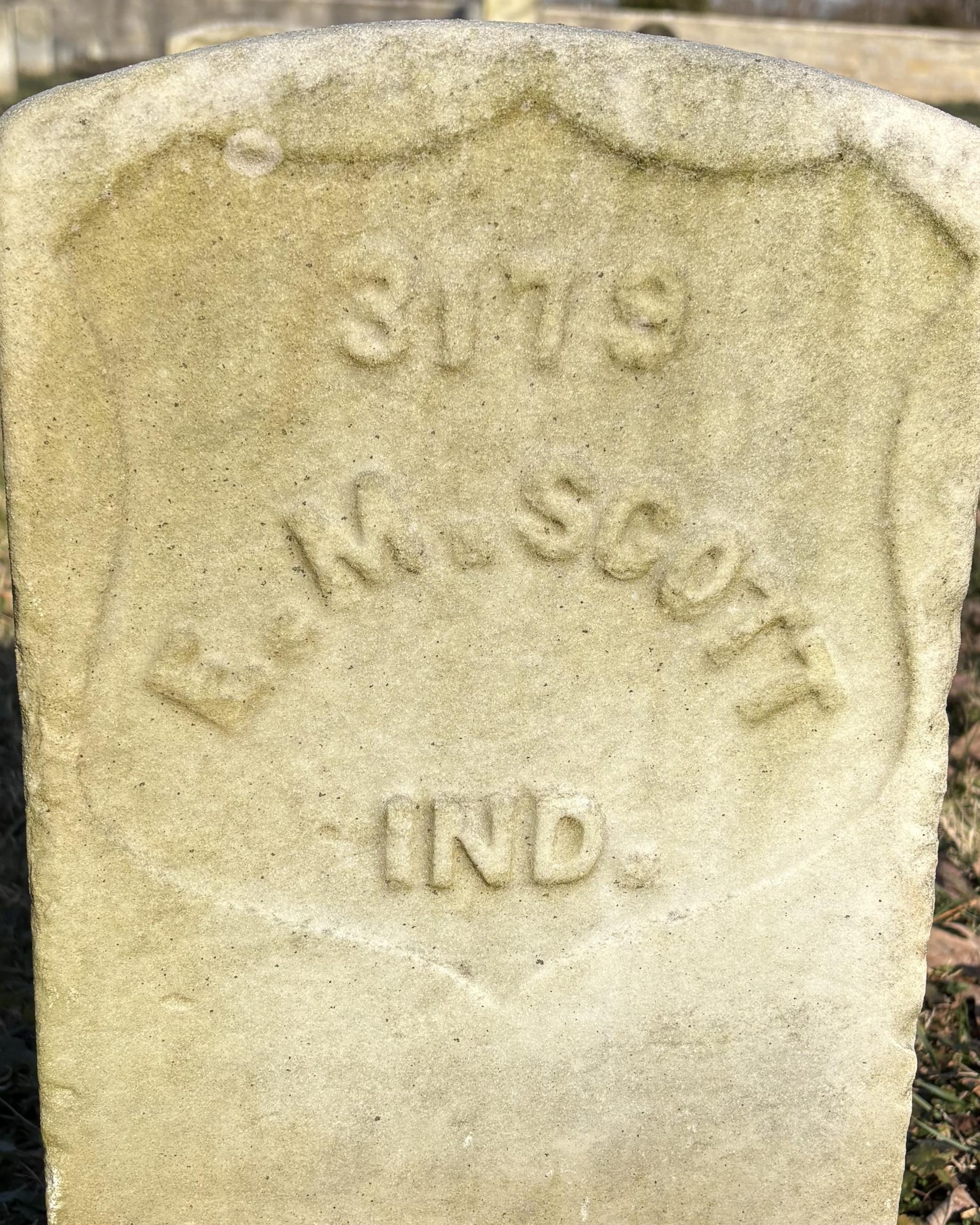 Headstone belonging to Elias M Scott located in the Stones River National Cemetery. 