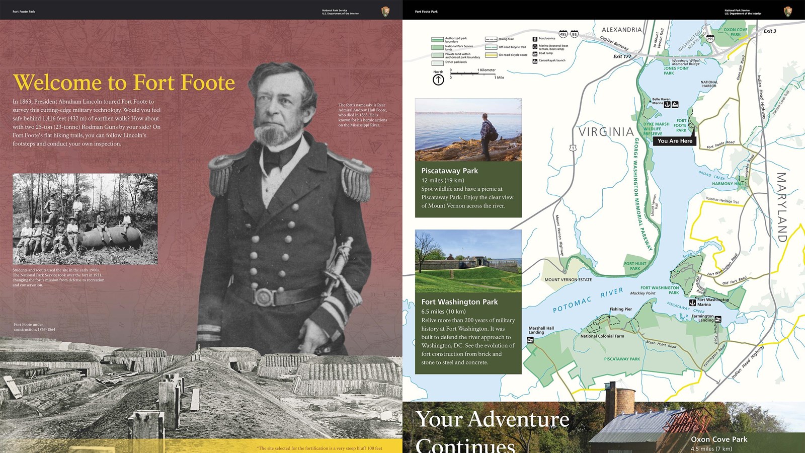 two wayside panels, one with a welcome message and the other with a map