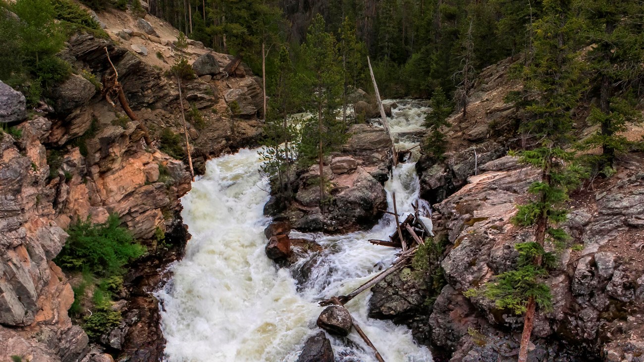 water cascading down rocks