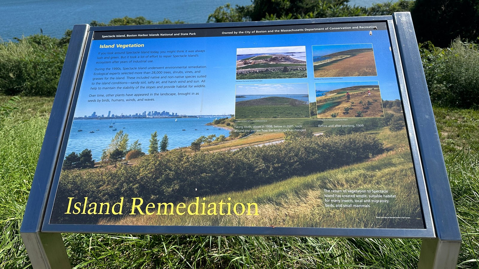 Photo of metal wayside with landscape photos