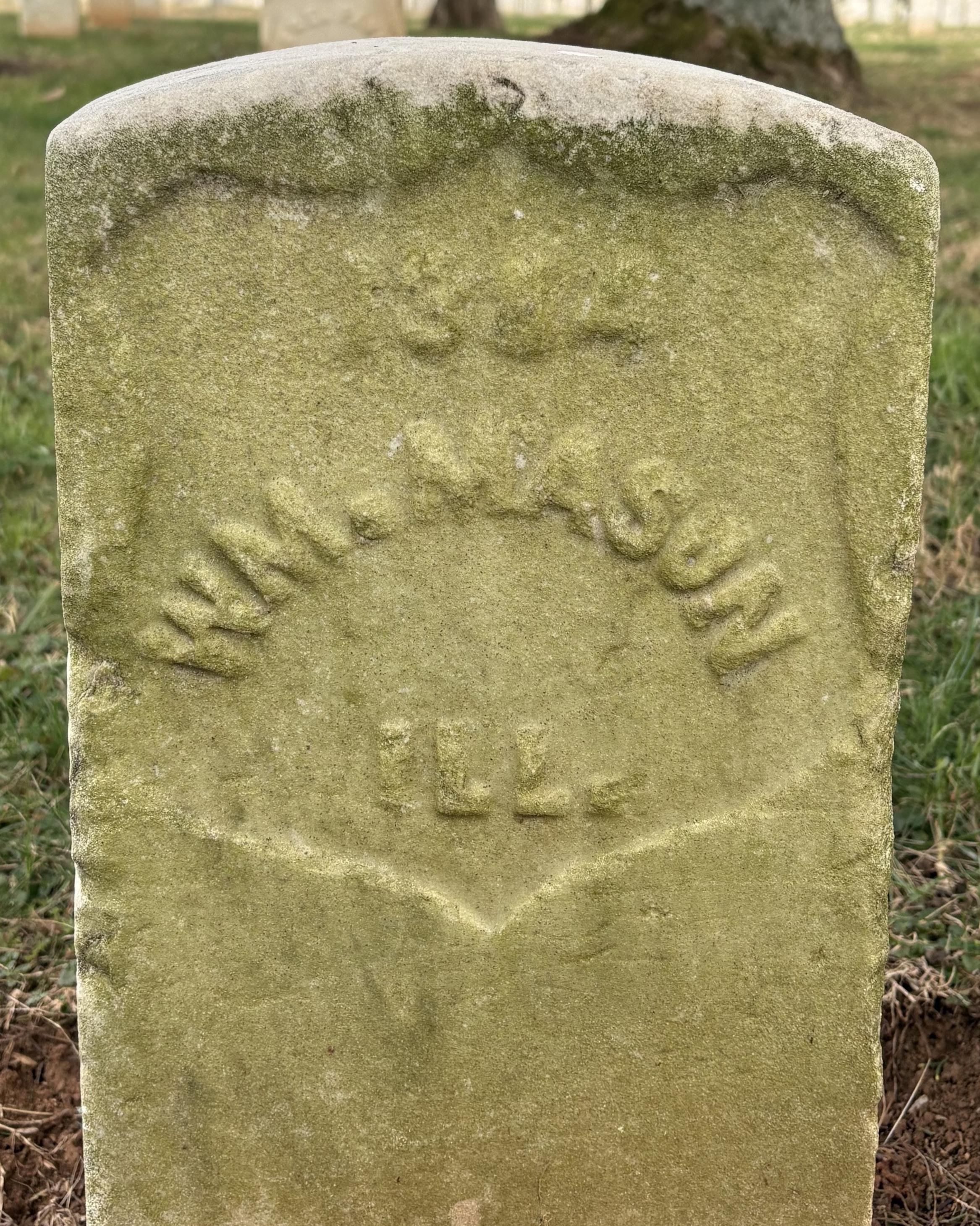 Marble headstone belonging to Wiliam Mason