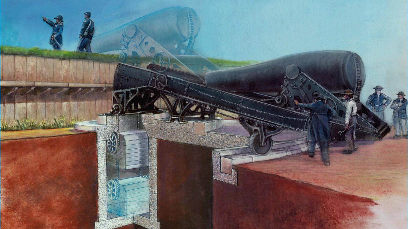 an illustration depicts how the King\'s Depression Carriage Mount works