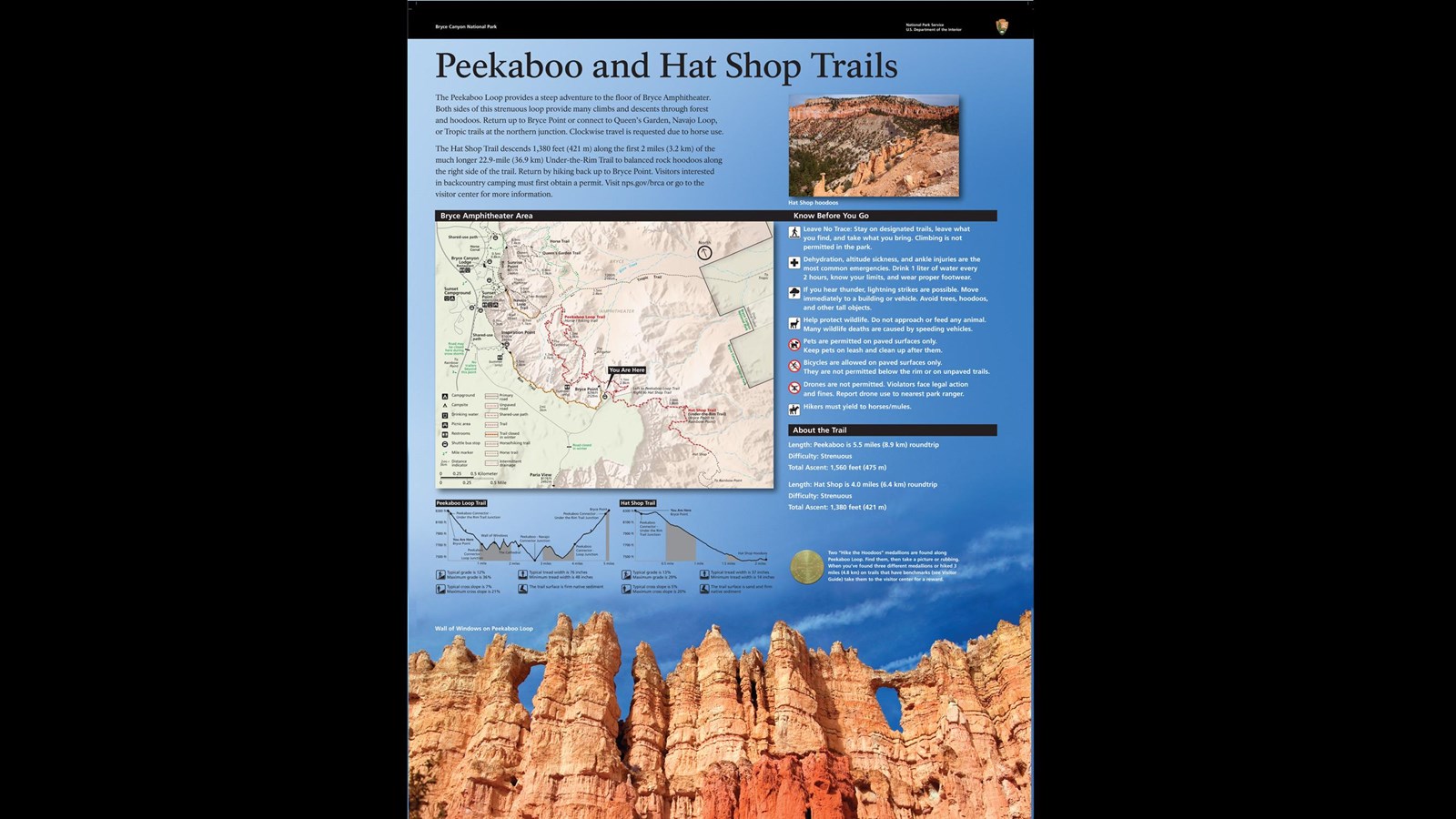 Wayside exhibit providing orientation and accessibility information to trails.