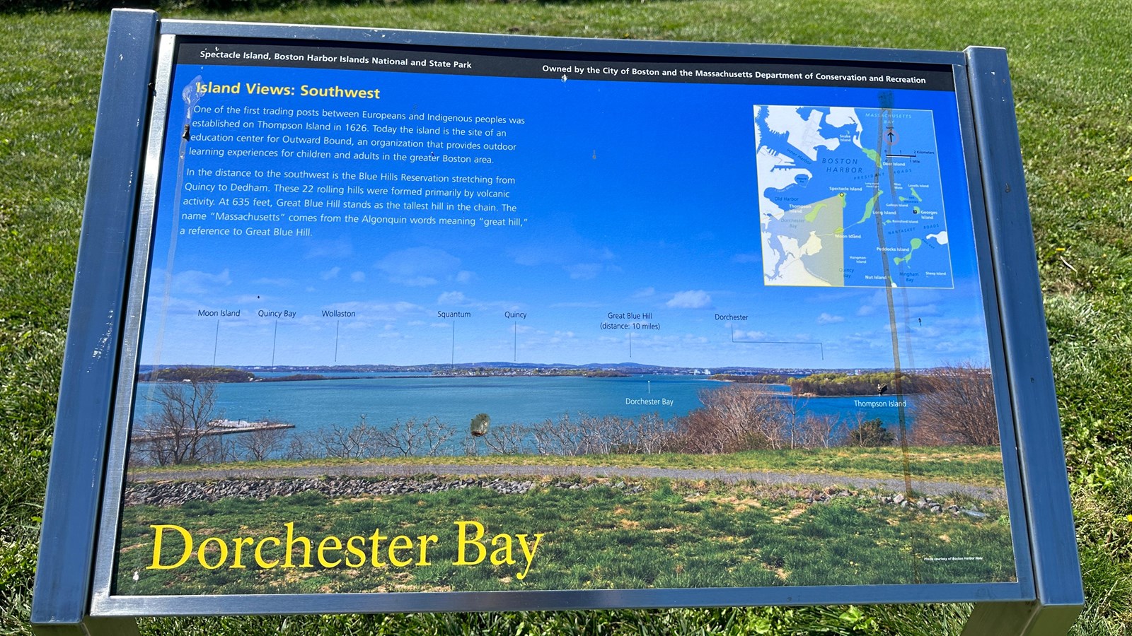 Metal Wayside with photo looking out into the ocean