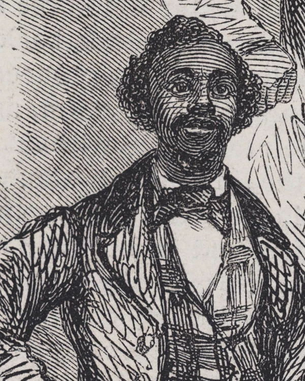 An illustration of William C. Morrison in a suit standing with one hand on his hip.