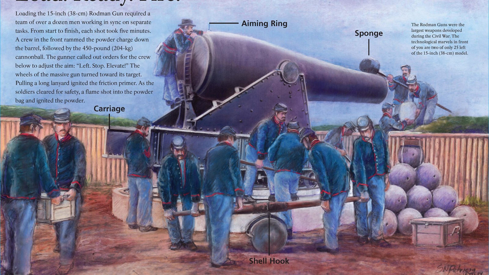 an illustration depicts the loading of the Rodman gun