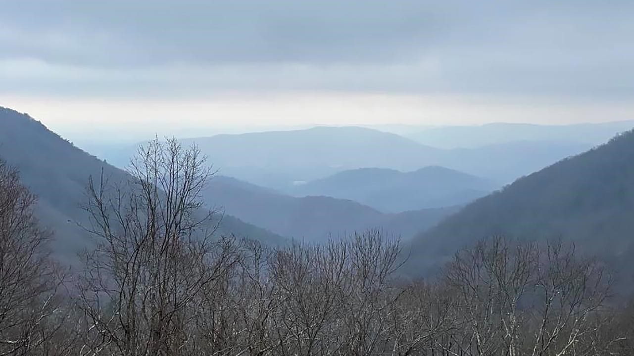Two mountain ridges form a