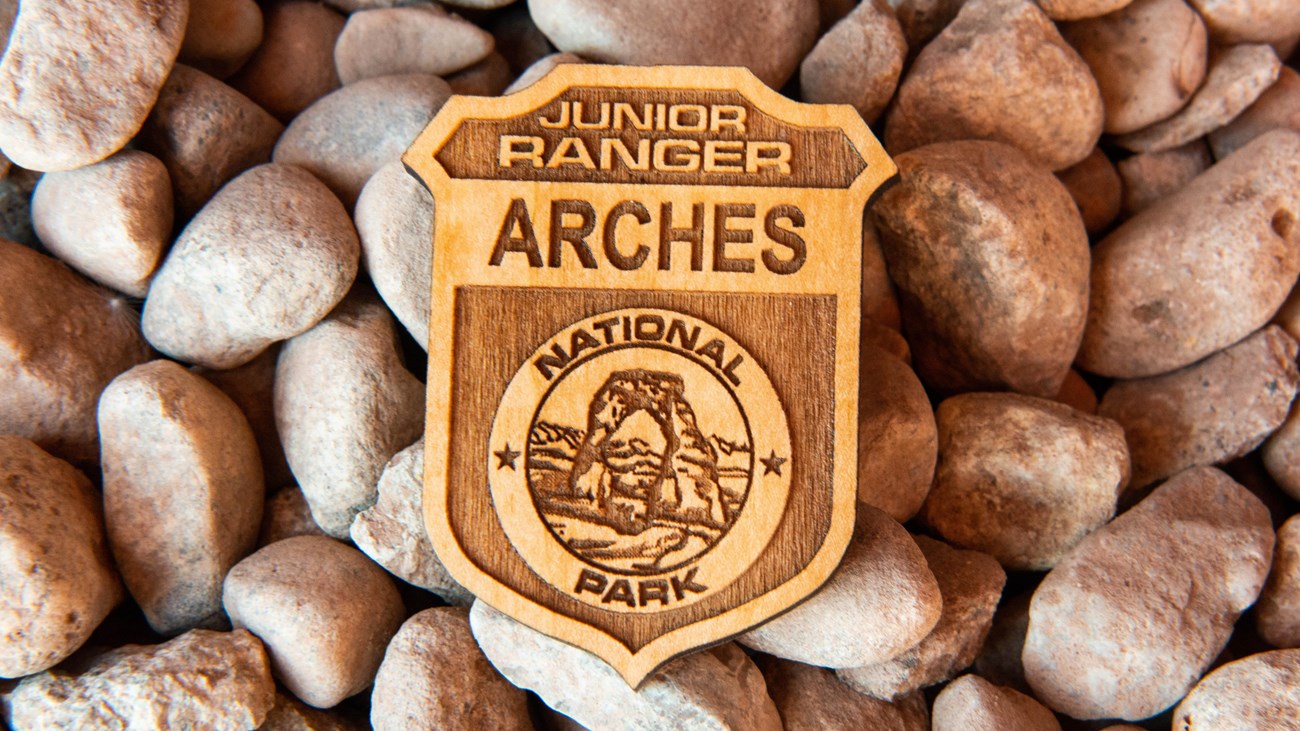wooden badge with the words