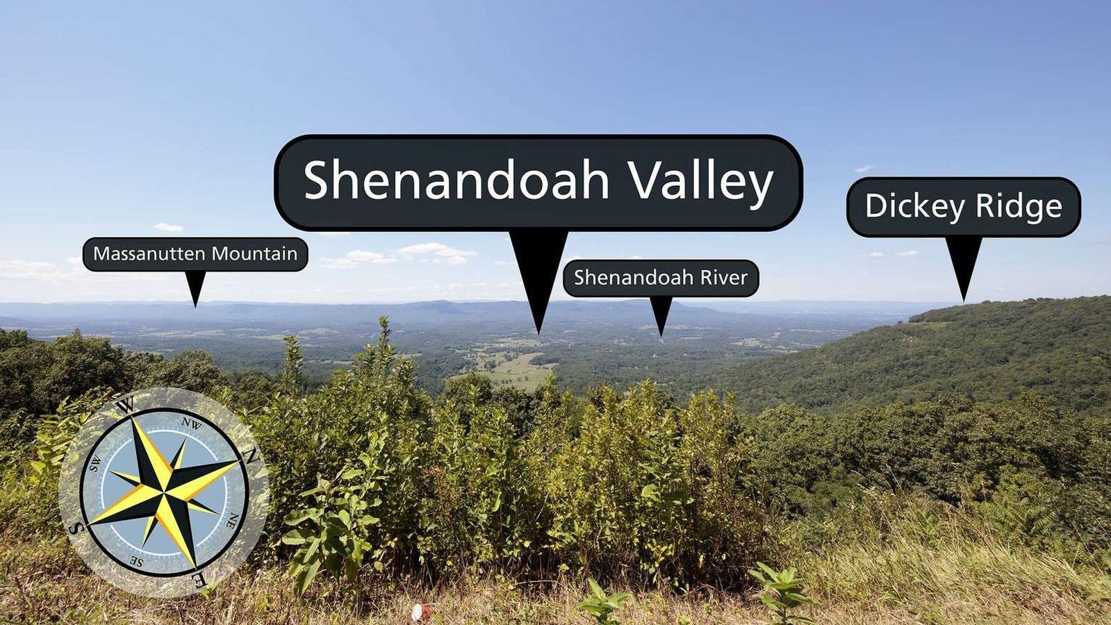 View of Shenandoah Valley and hills in the distance.