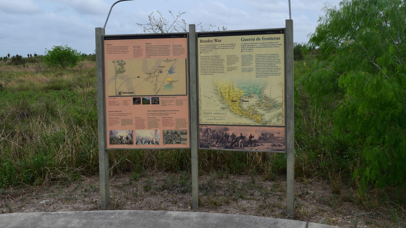 Border War wayside on main battlefield trail near Visitor Center