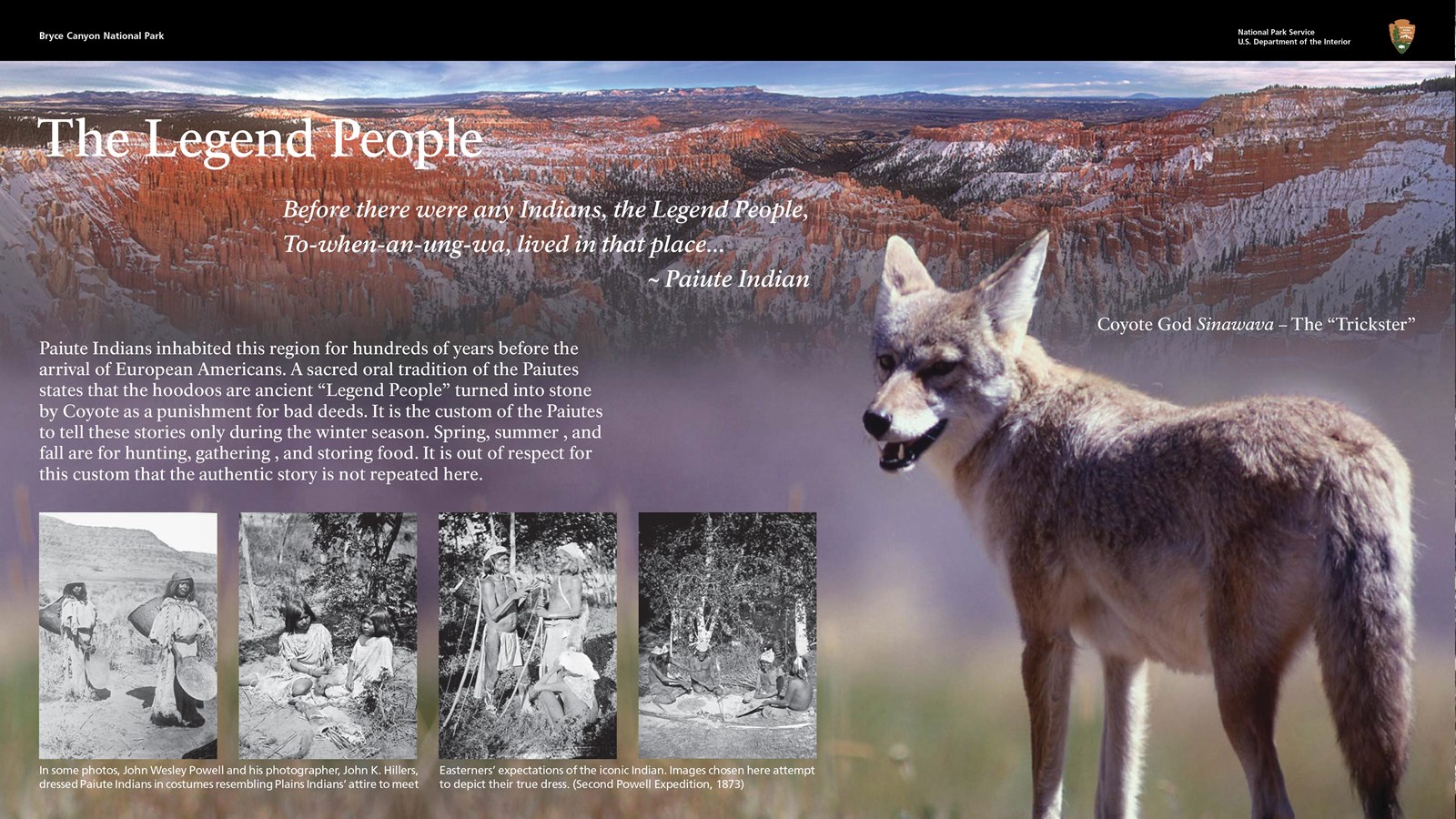 A panel describing Southern Paiute beliefs about the Bryce Canyon Landscape