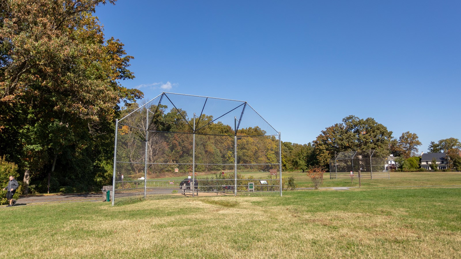 A grassy baseball field