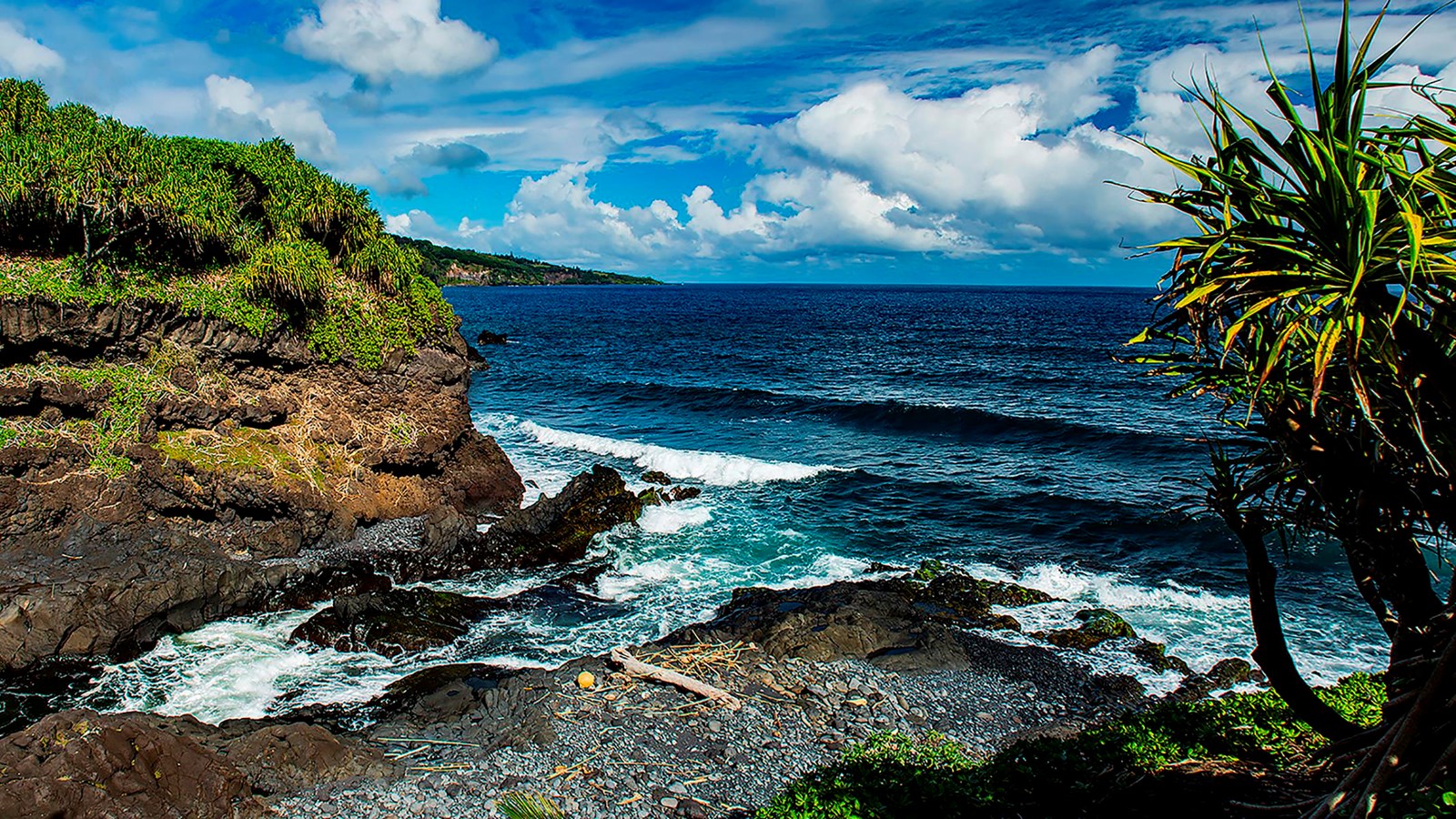 `Ohe`o Gulch is the path of cascades flowing into the Pacific Ocean 