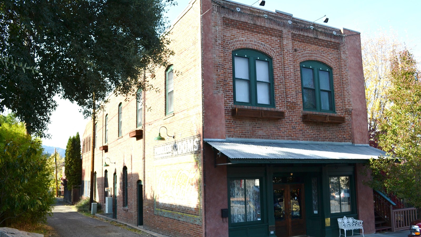 Two story brick house.