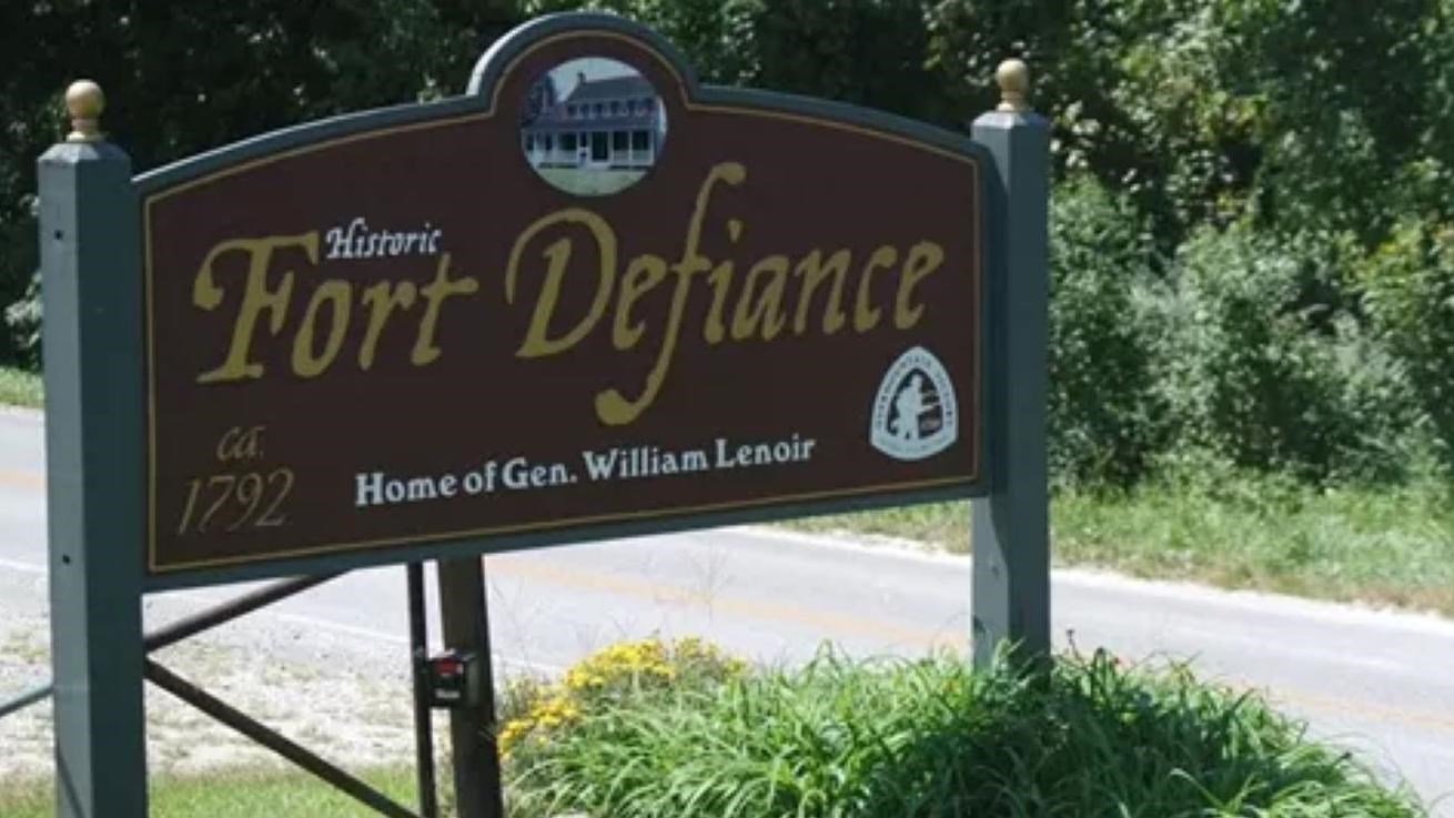 A sign with