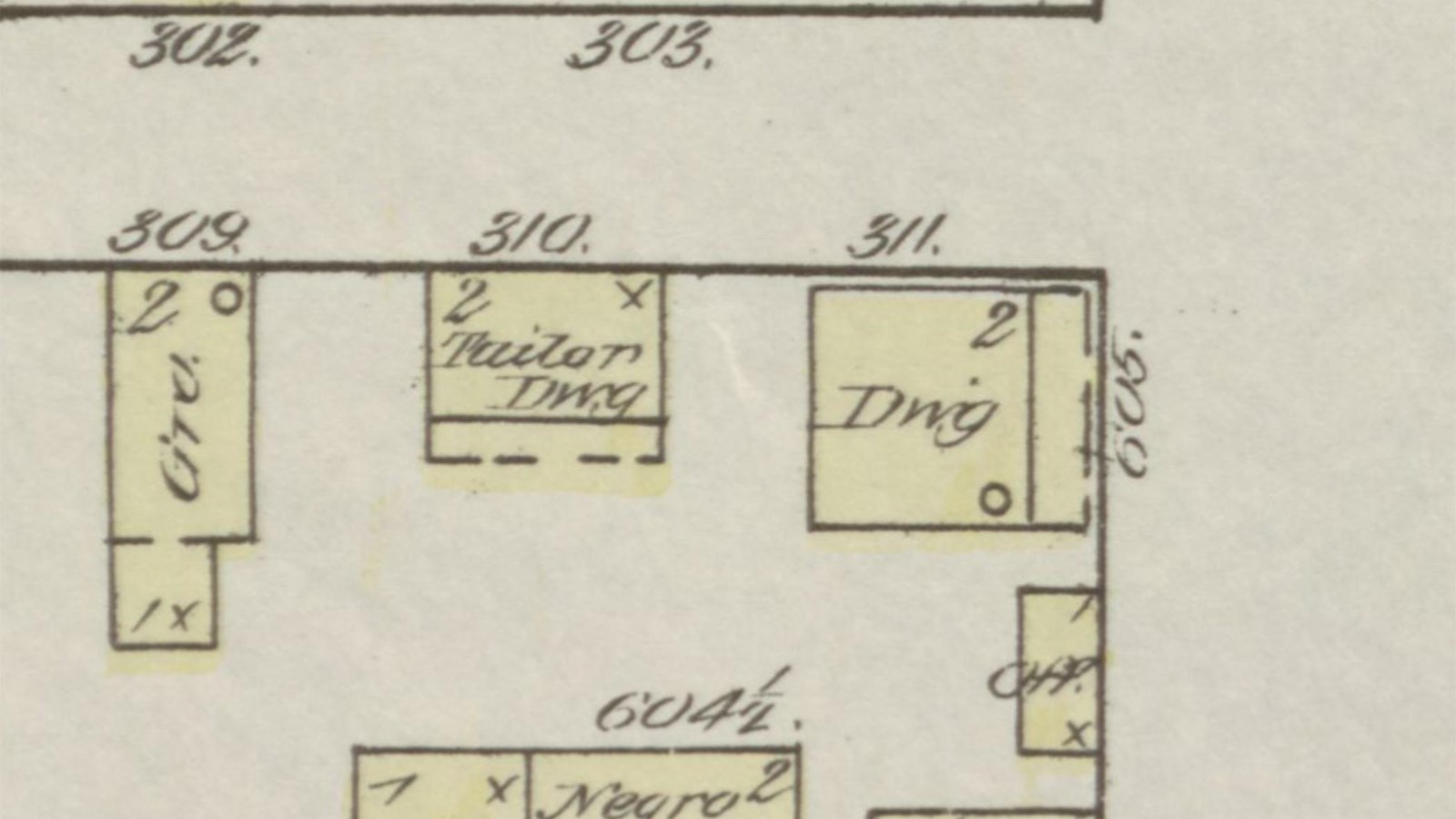 A historic map of business locations.