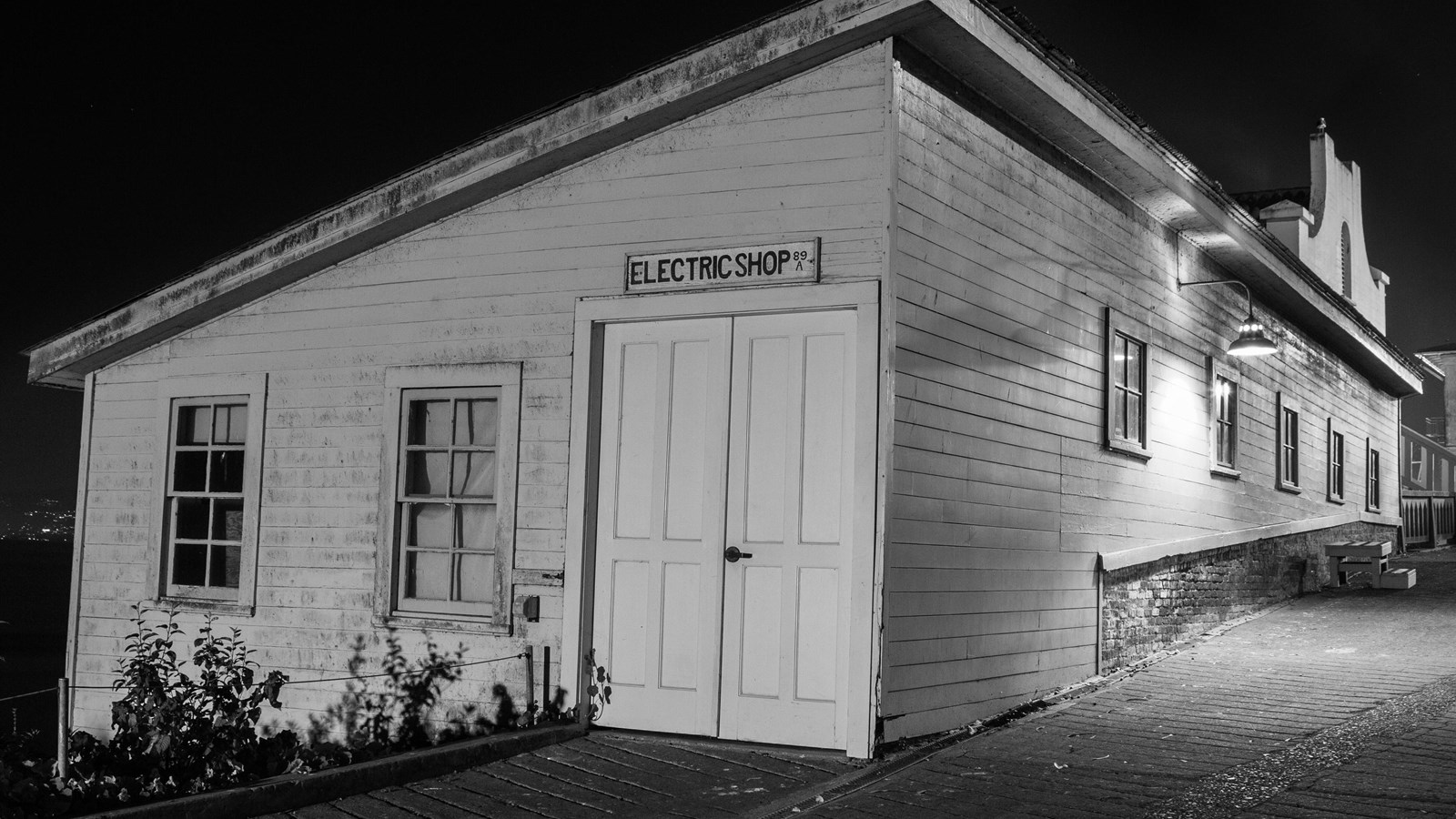 Black and white photograph of the words