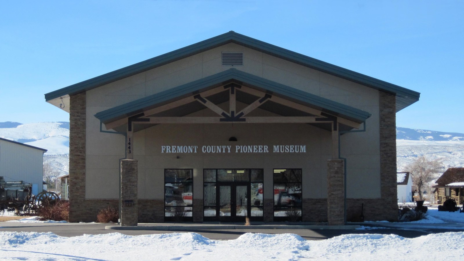 The outside of the Fremont Co Pioneer Museum in winter