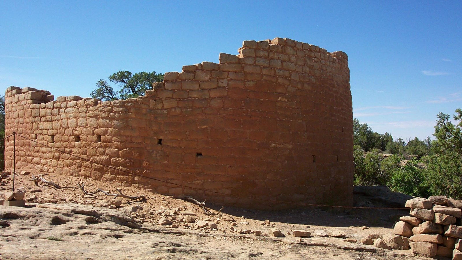 remains of a large round structure built on the sandstone