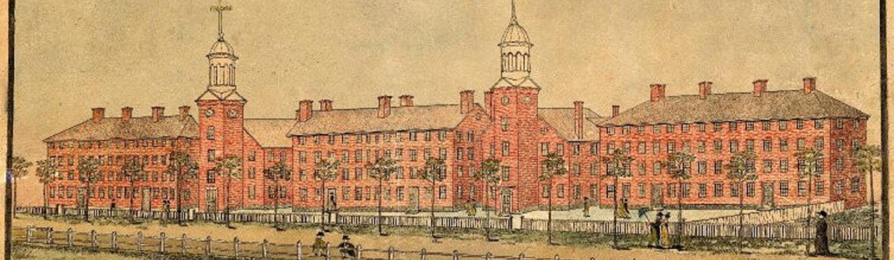 1807 drawing of Yale University in New Haven