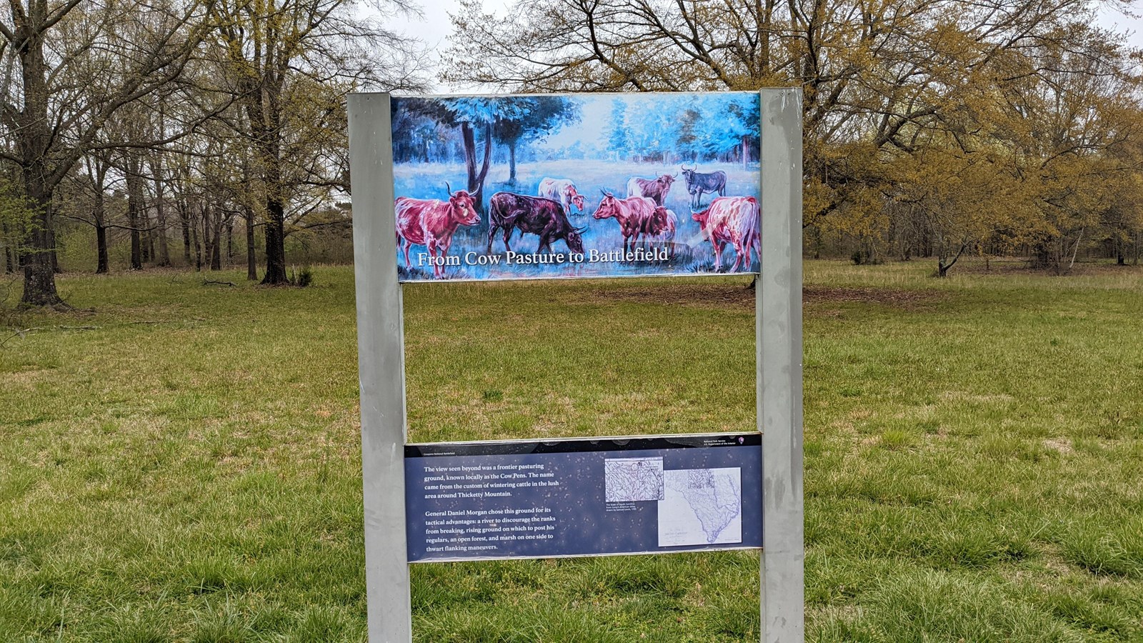 From Cow Pasture to Battlefield way side in from of a field.