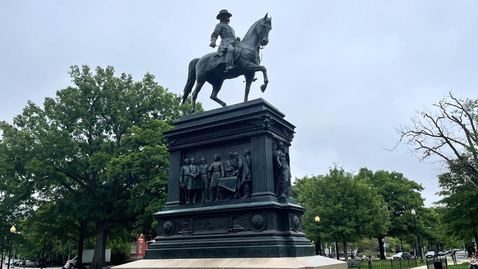Bronze statue of a man on a horse