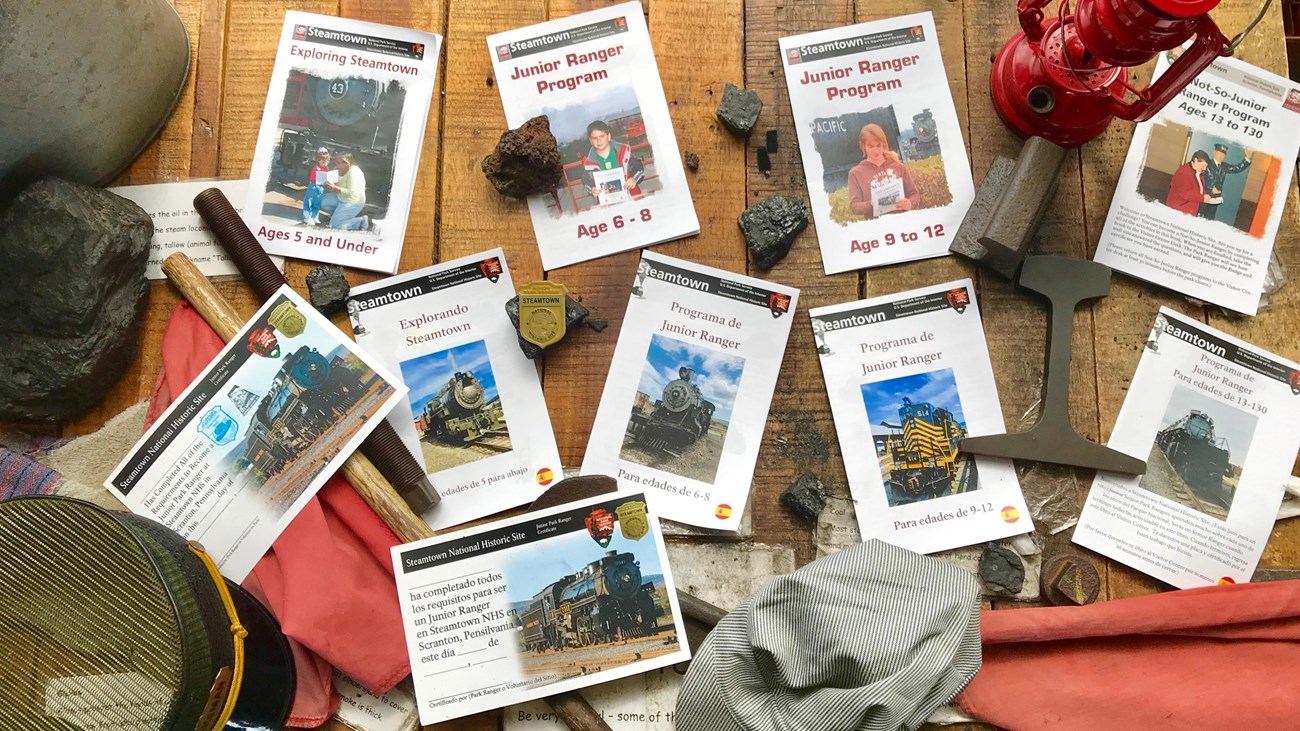 photo of every Junior Ranger book Steamtown has to offer