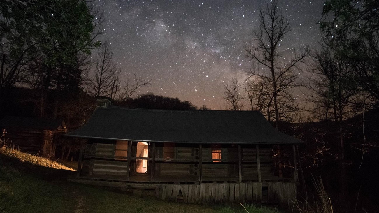 Beaver Jim\'s Cabin in Starlight