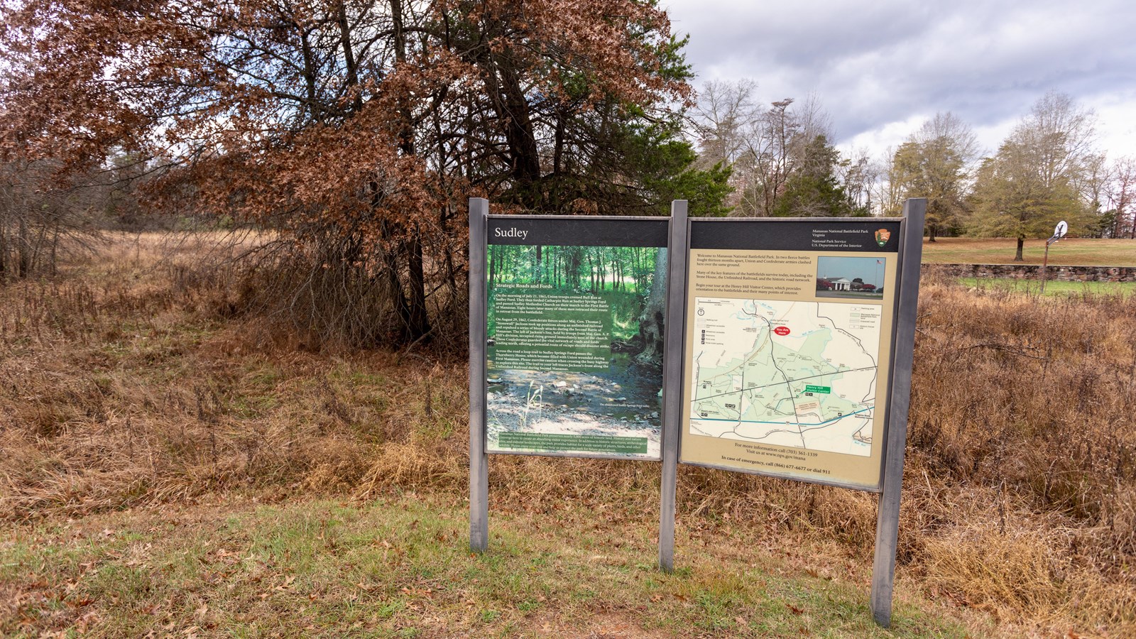 A picture of a spring is positioned to the left of a park map.