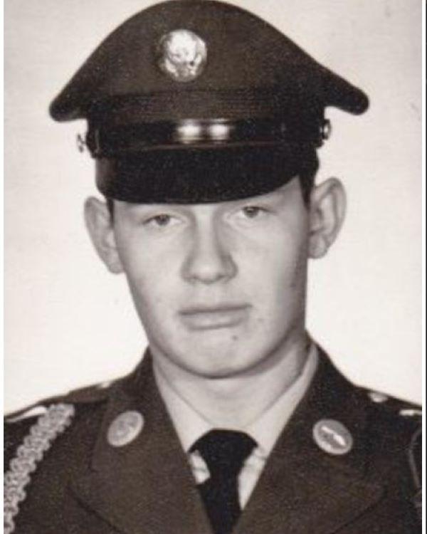 Young man in US dress uniform United States Infantry.