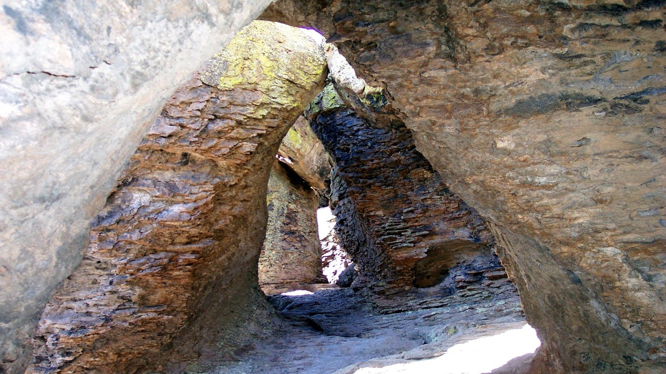 Rock formations that form a tunnel