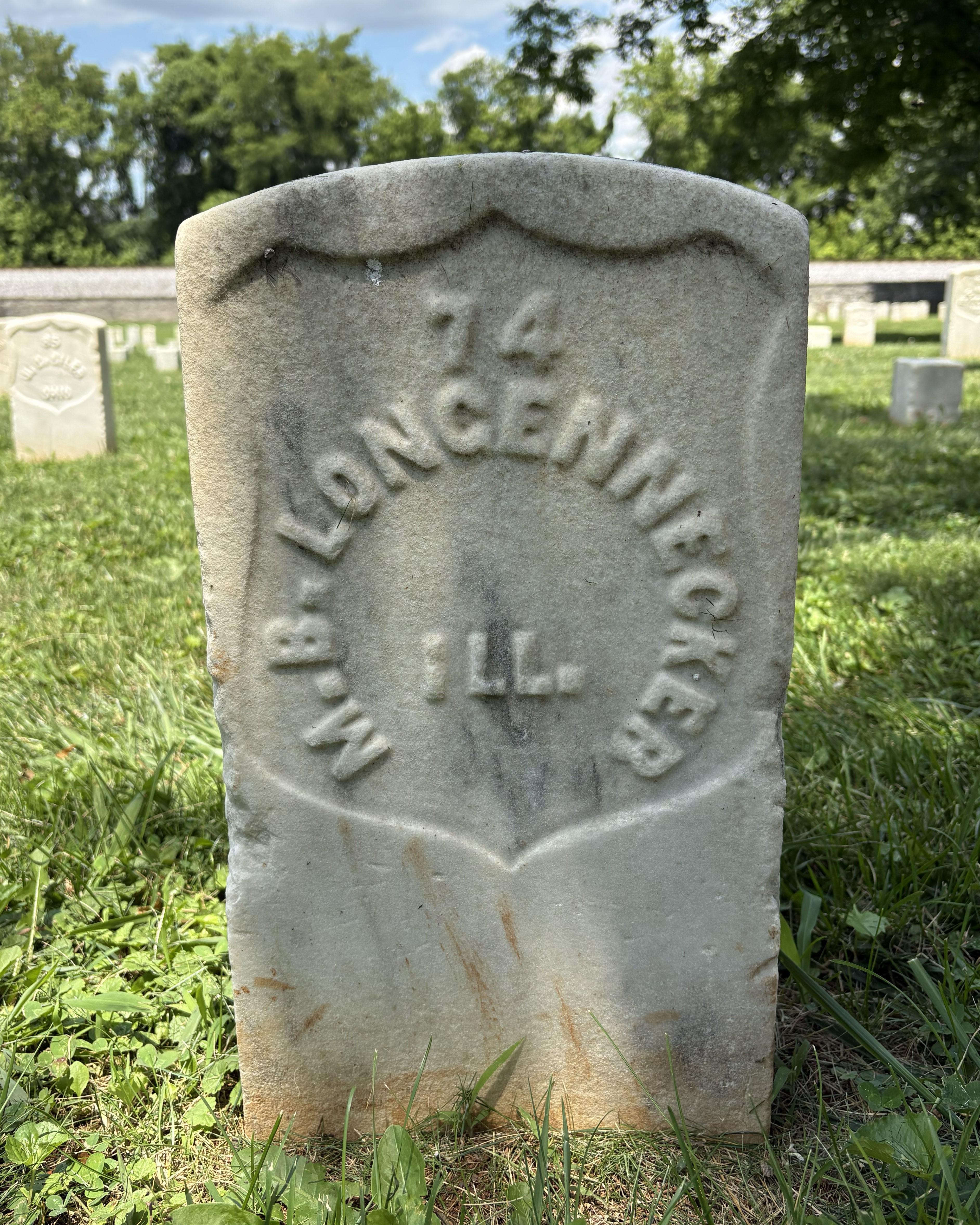 Marble headstone belonging to Union Civil War veteran. 