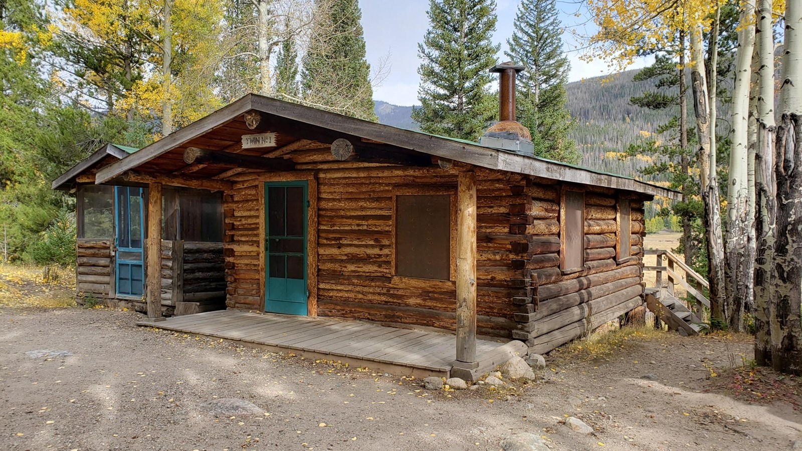 View of Twin 1 - a log cabin 