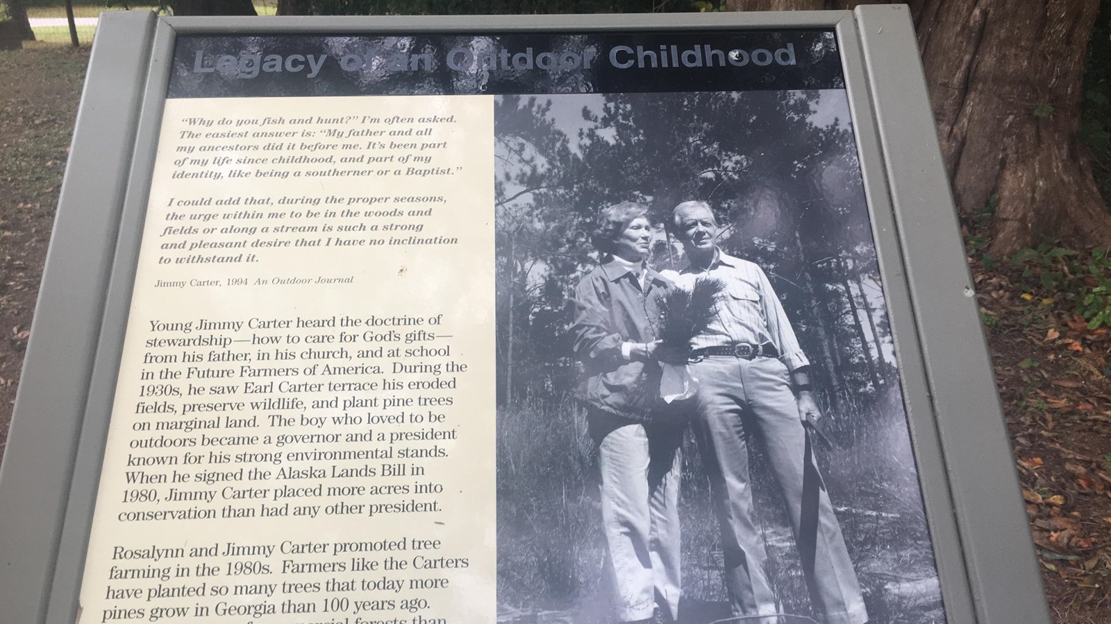 Legacy of an Outdoor Childhood sign