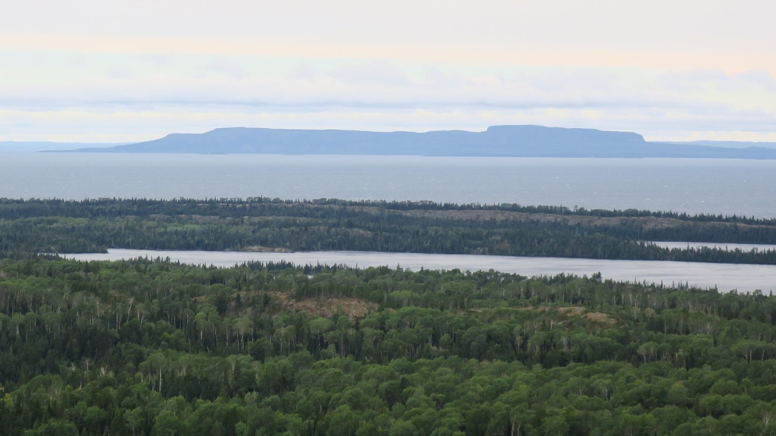 From the top of Mt. Franklin Lake Superior and the Canadian shoreline can be seen. 