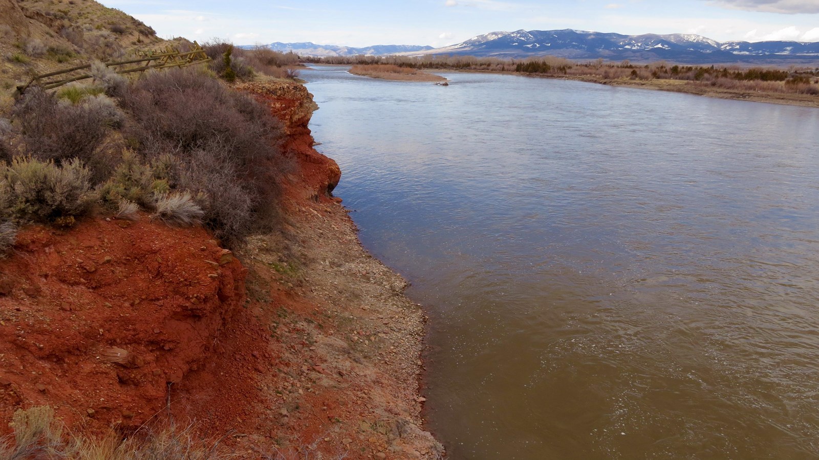 reddish bluffs overlooking large wide river