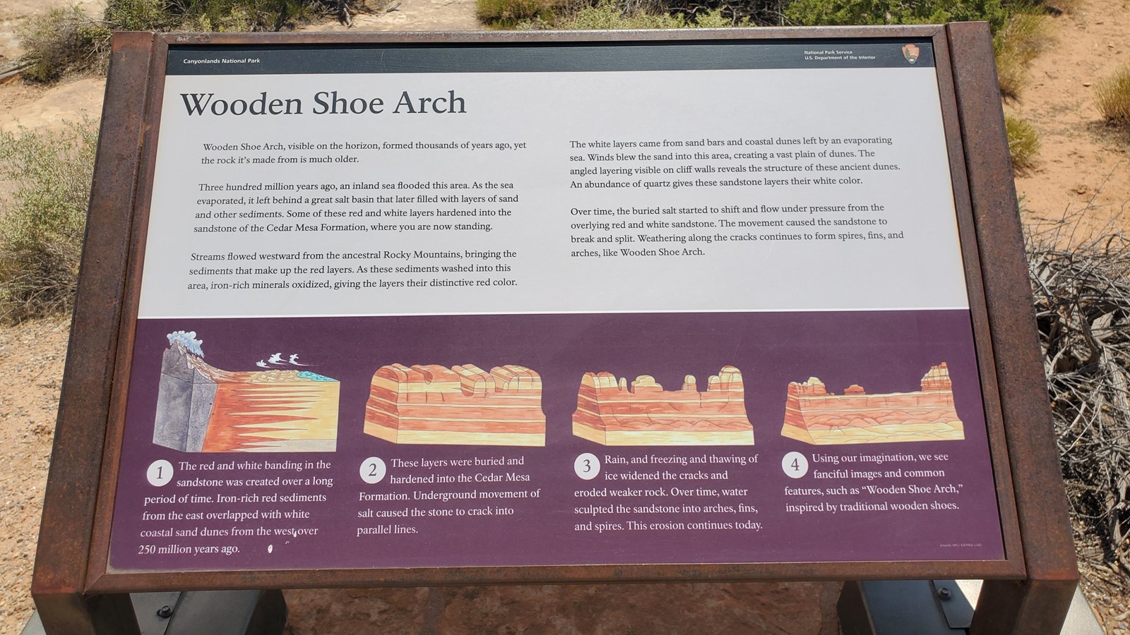 A slanted informational sign titled