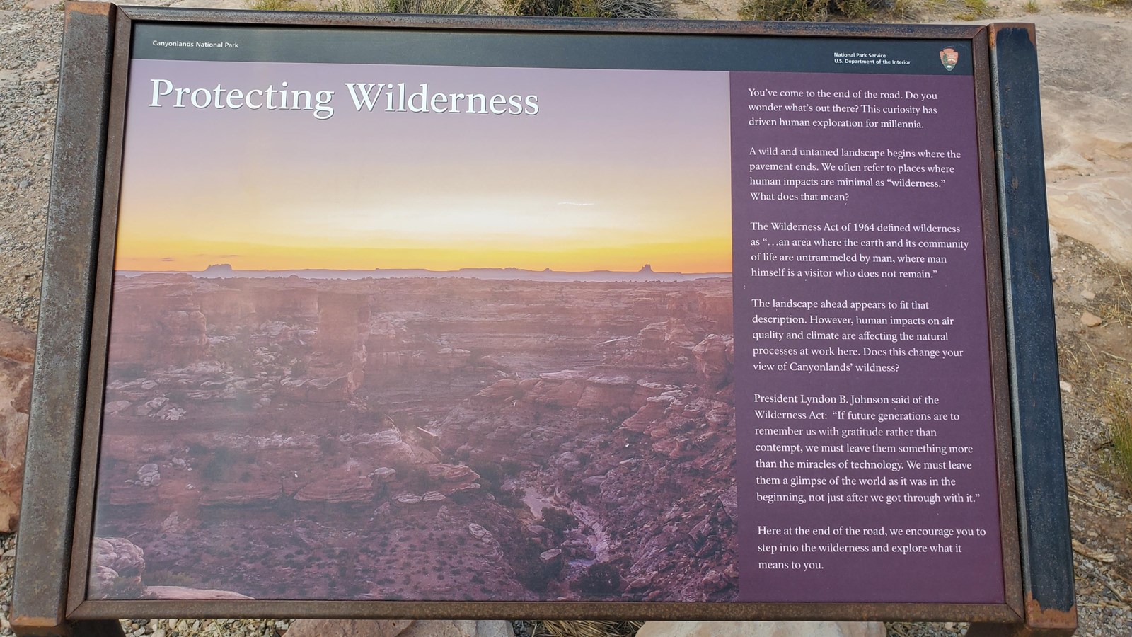 A slanted informational sign titled 