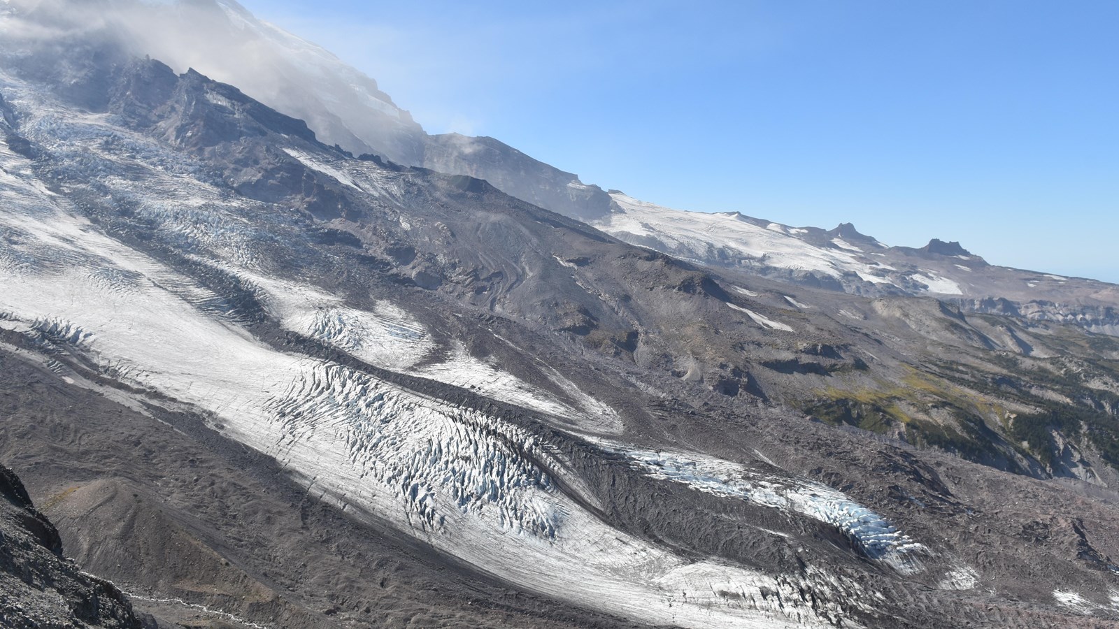 Large heavily crevassed glacier on the northeast side of Mount Rainier