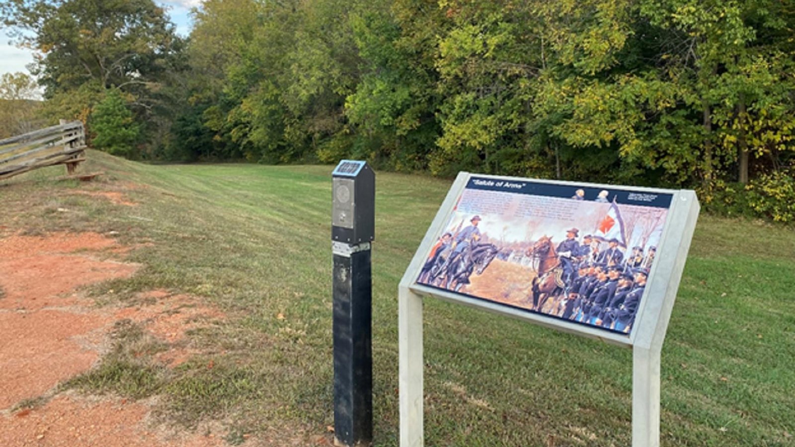 A sign marks the site of the Chamberlain-Gordon Salute