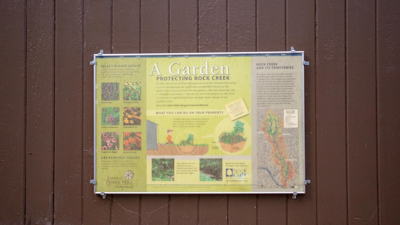 An informational panel on the side of a wall