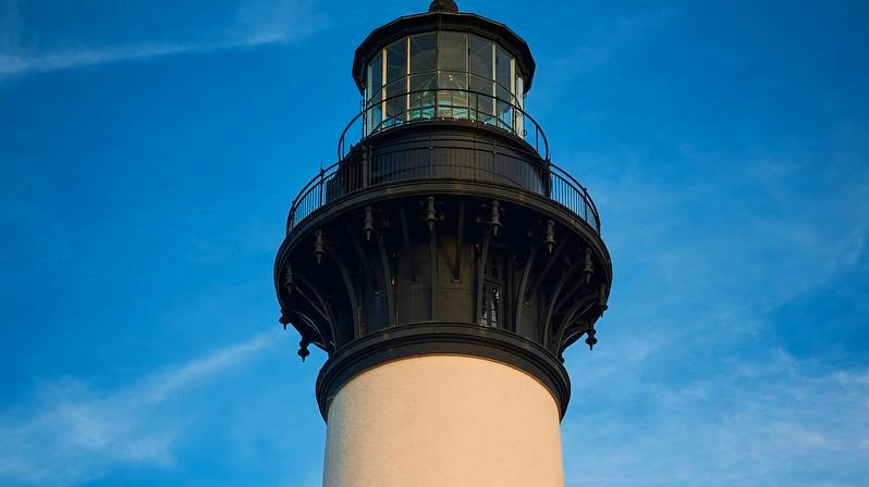 Black and white horizontal banded lighthouse