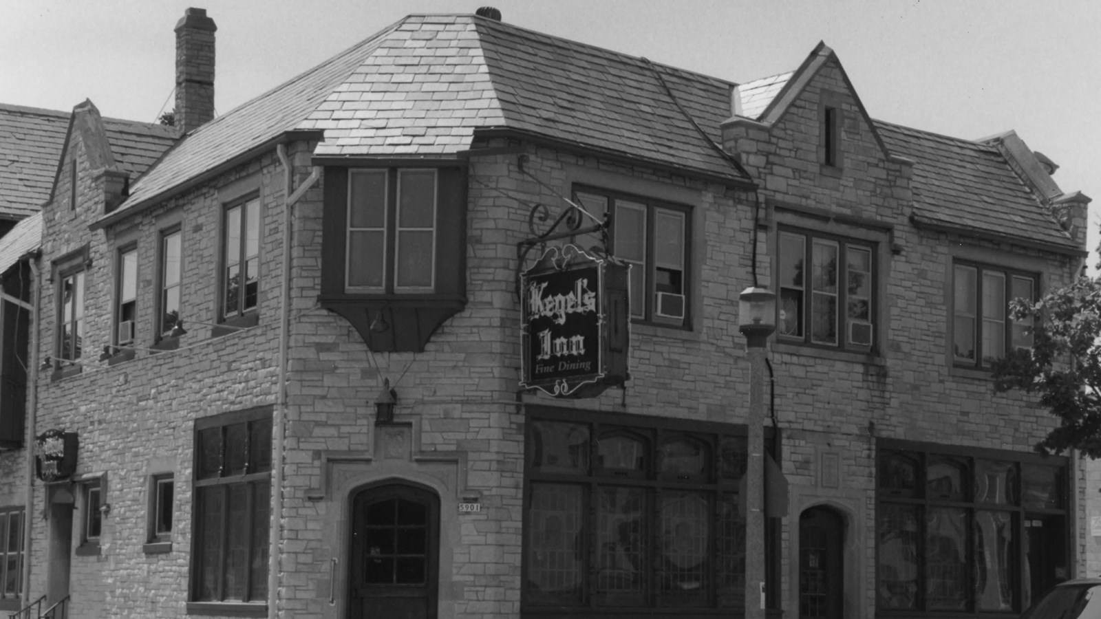 Two-story stone building with 