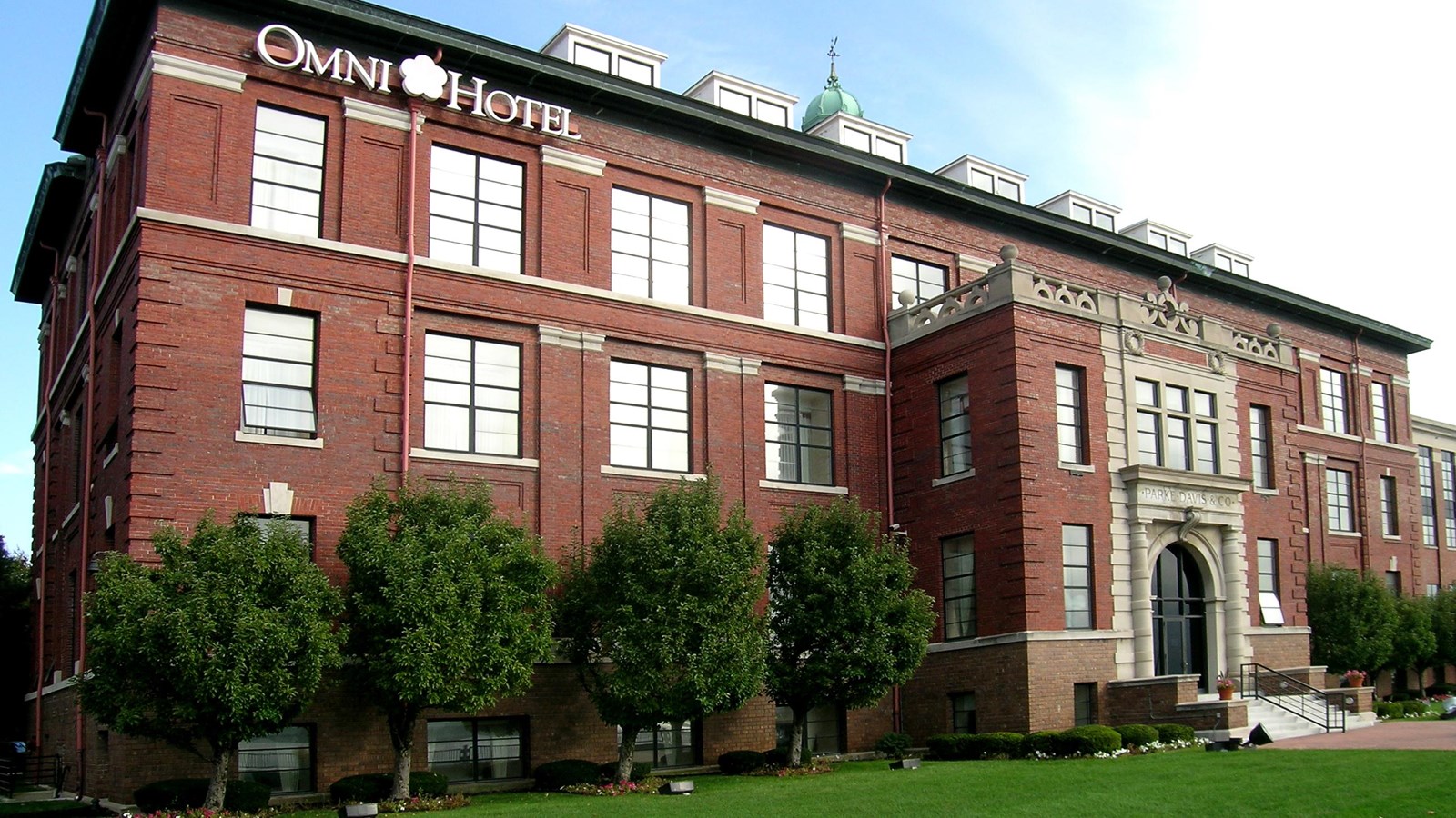 Several story brick building. 