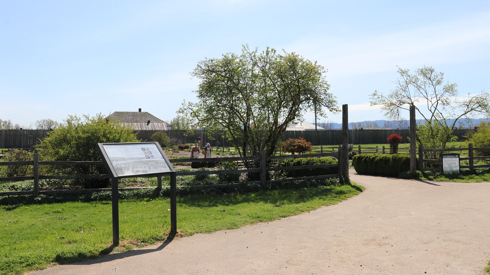 The entrance to the Fort Vancouver Garden on a sunny day.