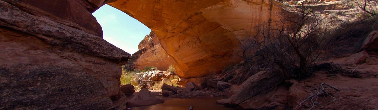 view of Kachina natural bridge from below