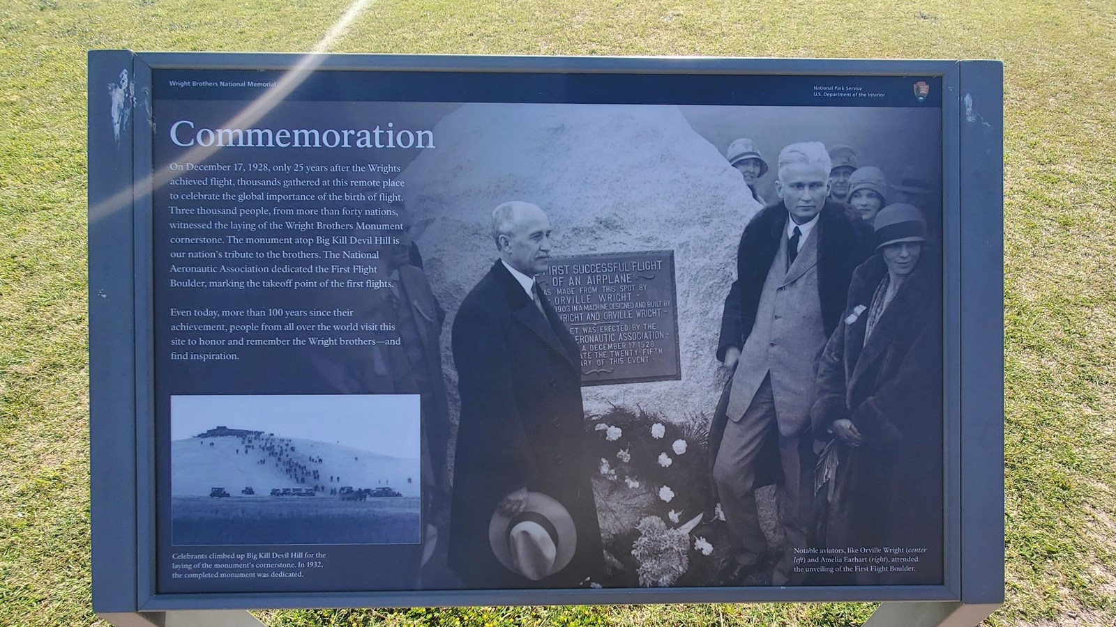Commemoration wayside in its outdoor setting
