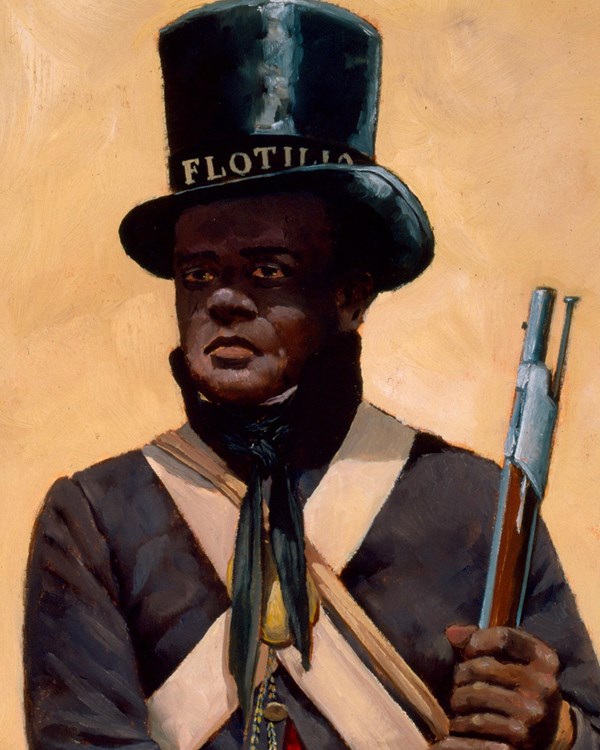 An illustration of an African American male in a U.S. Flotilla uniform.